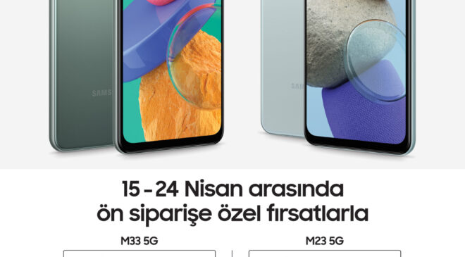 Samsung’dan yeni Galaxy M23 5G ve M33 5G’ye 750 TL’ye varan ek takas desteği ya da Galaxy Buds2 kulaklık veya Galaxy Fit2 akıllı saat hediyesiyle sahip olma fırsatı!